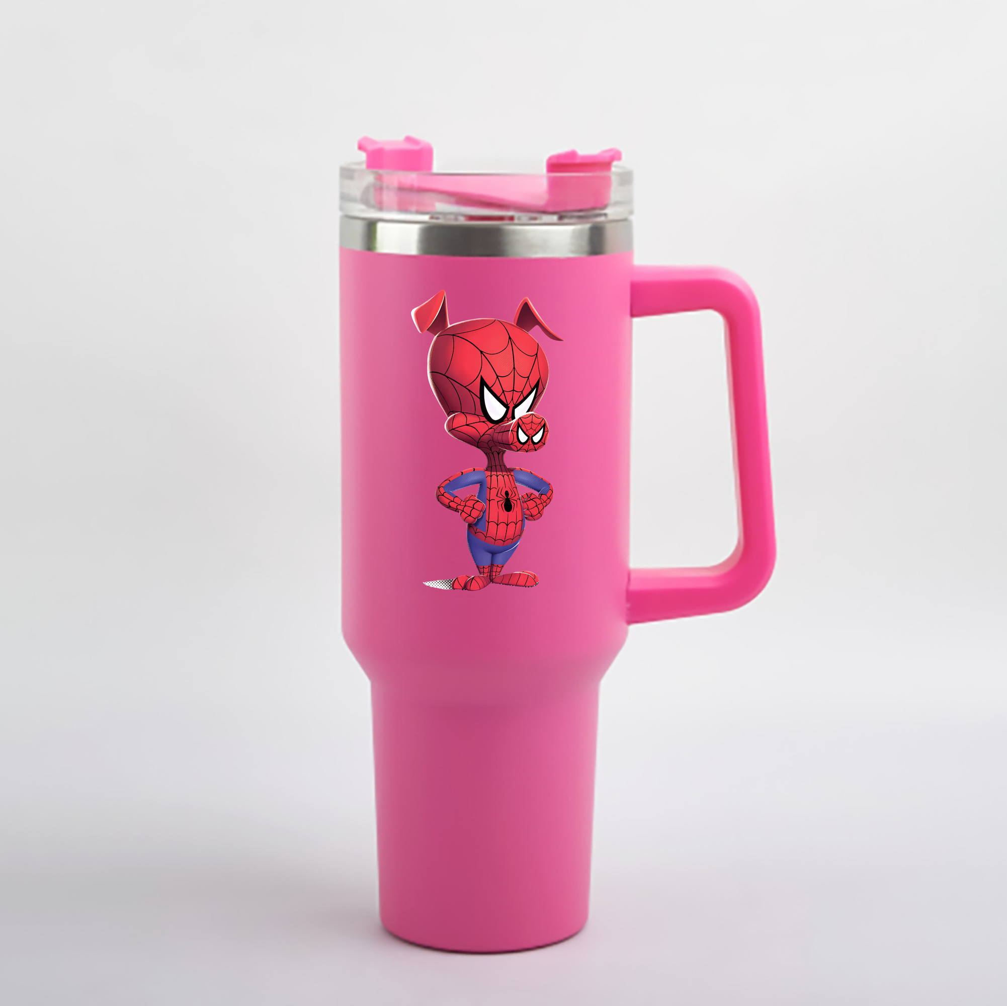 （画像用） Spider Man スパイダーマン 1200mL車用タンブラー - クリスタルステッカー（プラスチックストロー付き）